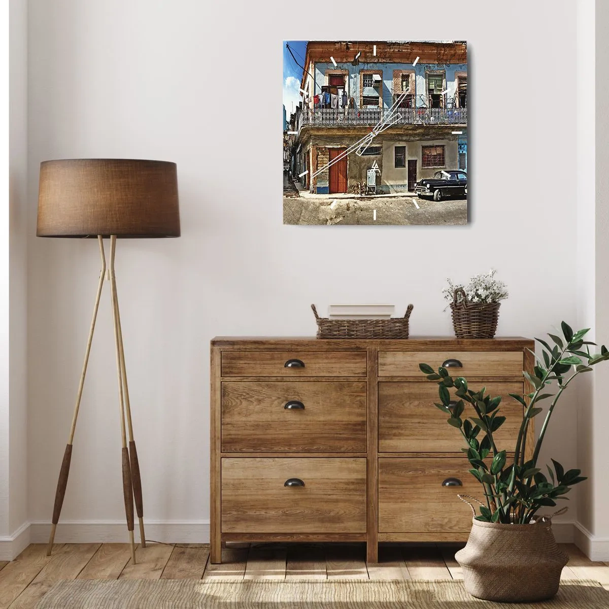 Ceas de perete - Ceas pe sticlă - Sentimente cubaneze - 30x30 cm