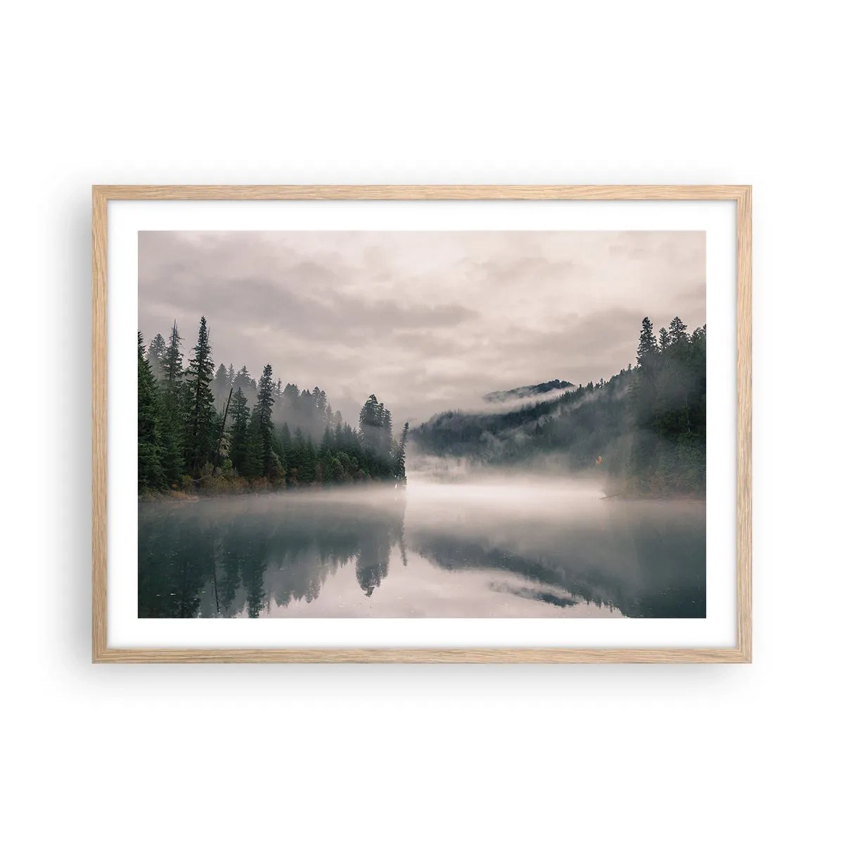 Poster în ramă de stejar deschis - În reverie, în ceață - 70x50 cm