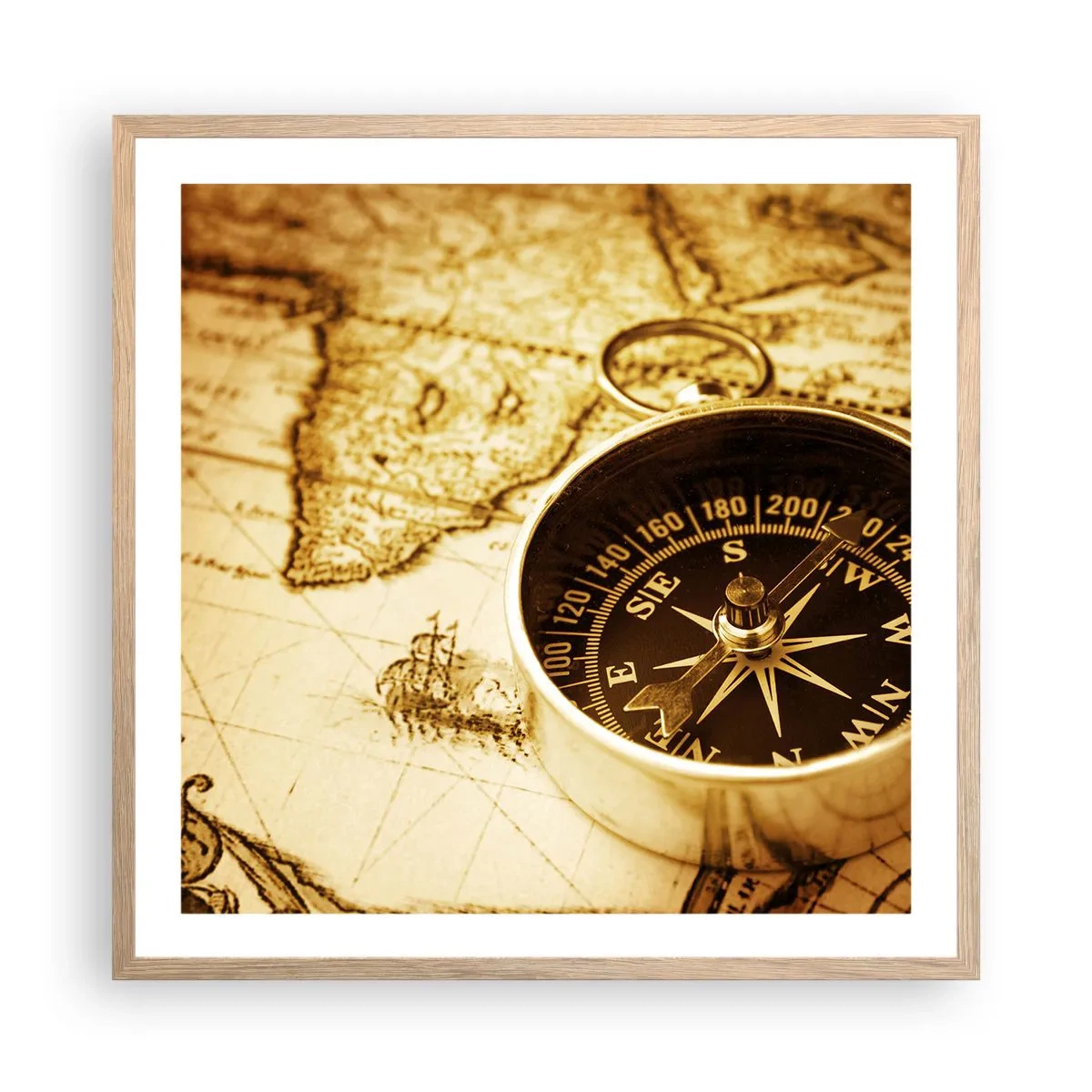 Poster în ramă de stejar deschis - Est sau vest? - 60x60 cm