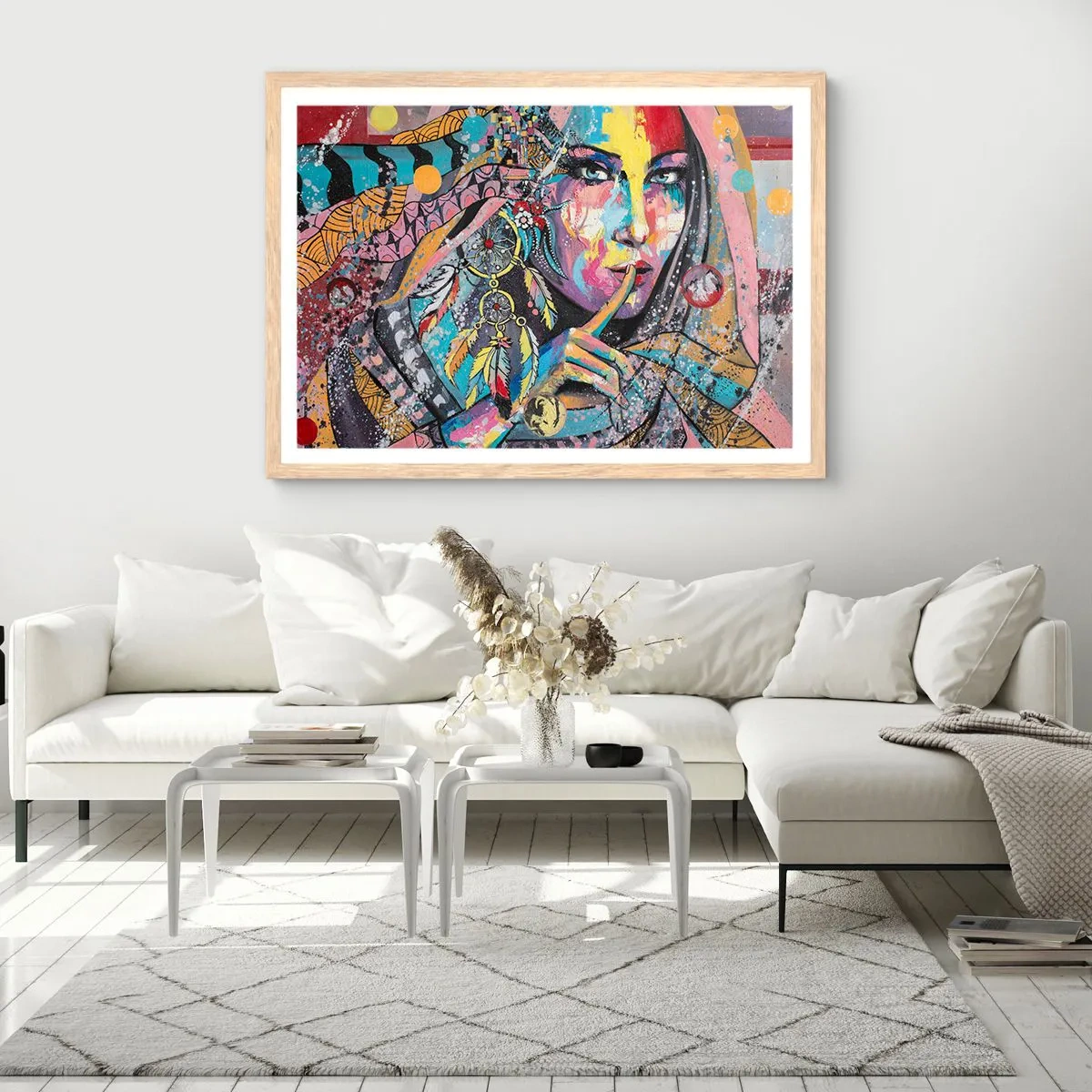 Poster în ramă de stejar deschis - Taci până când înțelegi - 70x50 cm