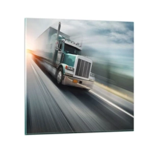 Tablou pe sticlă - Gigant american în mișcare - 60x60 cm