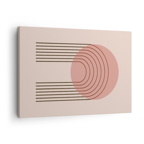 Tablou pe pânză Canvas - Motiv abstract cu cerc roz și linii - 70x50cm - Atracție irezistibilă - Decorațiune modernă pentru perete pentru living și dormitor ARTTOR