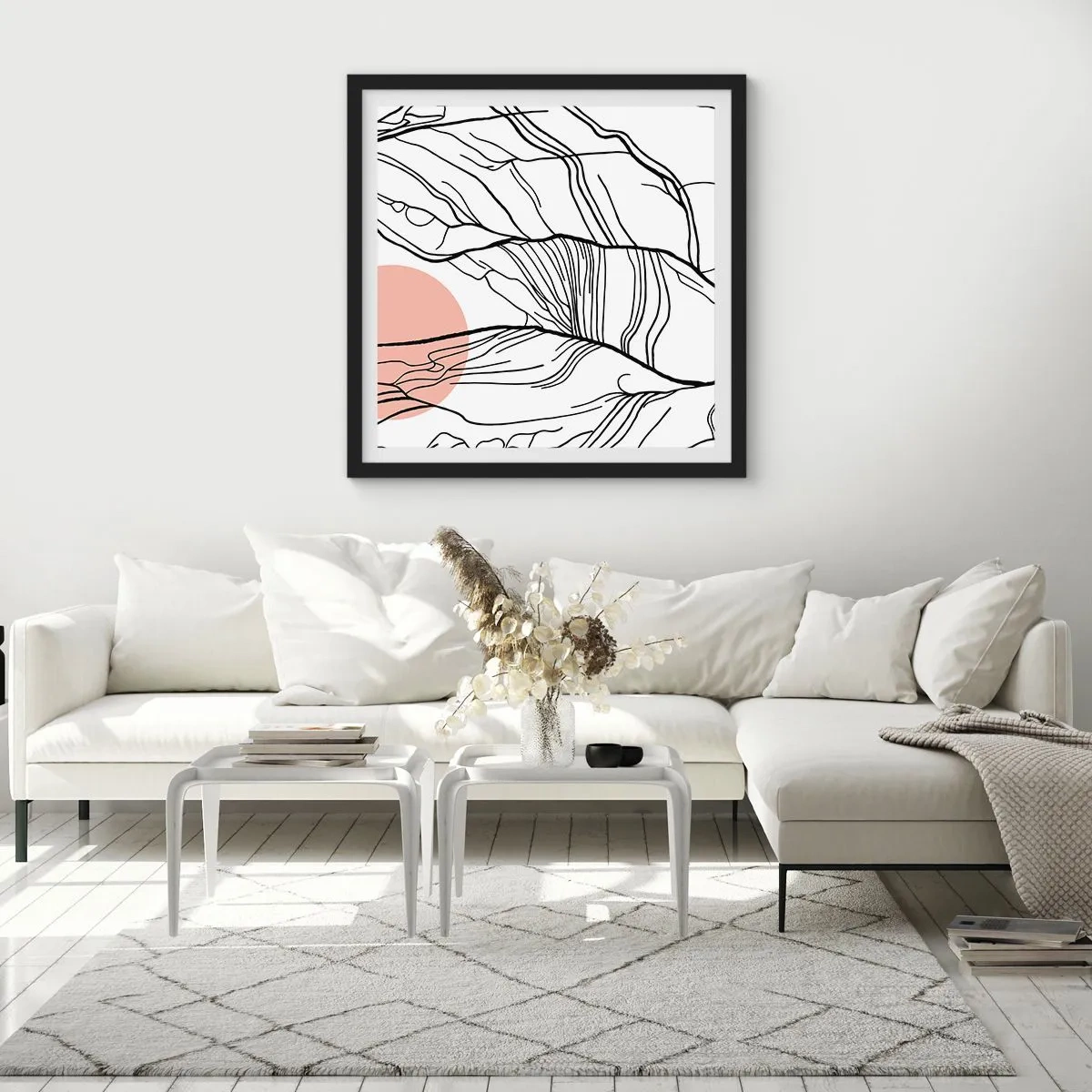 Poster în ramă neagră - Într-o rețea de crengi - 30x30 cm