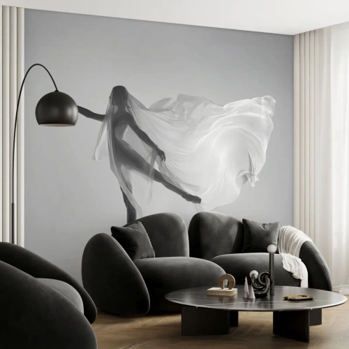 Tapet Standard Eco - O dansatoare înfășurată într-un voal alb aerisit - 100x70cm - Lejeritate și grație - Decorațiune modernă pentru perete pentru living și dormitor ARTTOR