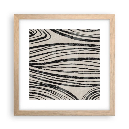 Poster în ramă de stejar deschis - Deversare de linii - 30x30 cm