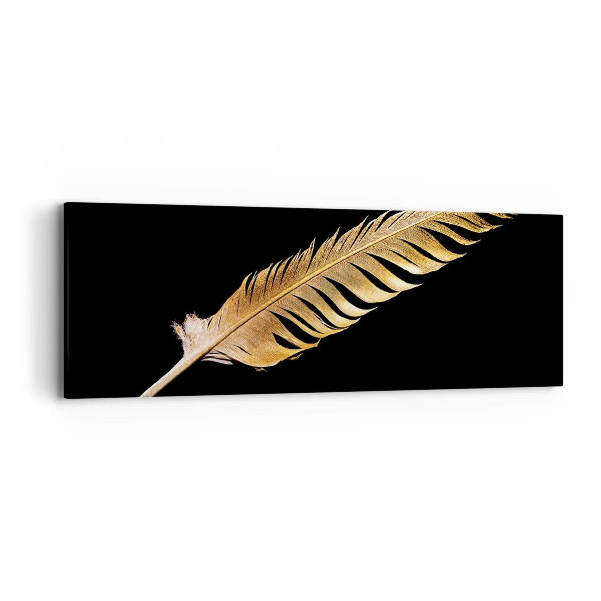 Tablou pe pânză - Pană aurie perfectă - 90x30 cm