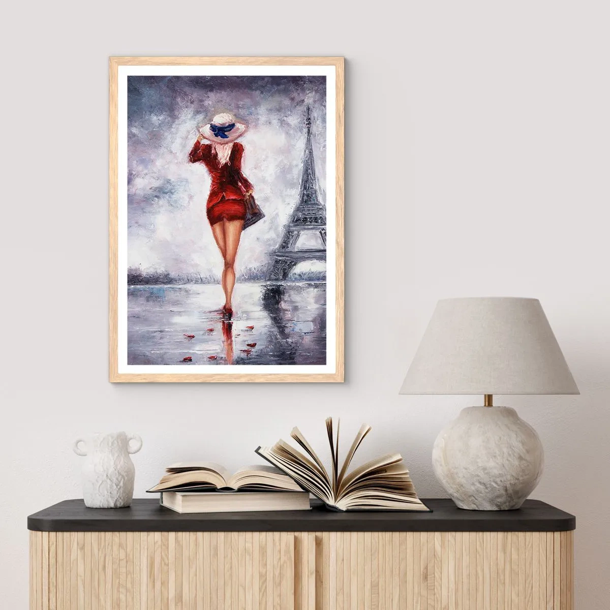 Poster în ramă de stejar deschis - Simboluri pariziene - 50x70 cm