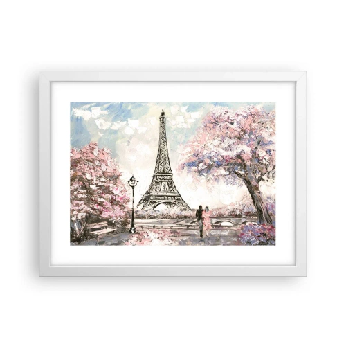 Poster în ramă albă - Plimbare în aprilie la Paris - 40x30 cm