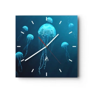 Ceas de perete - Ceas pe sticlă - Dansul oceanic - 40x40 cm
