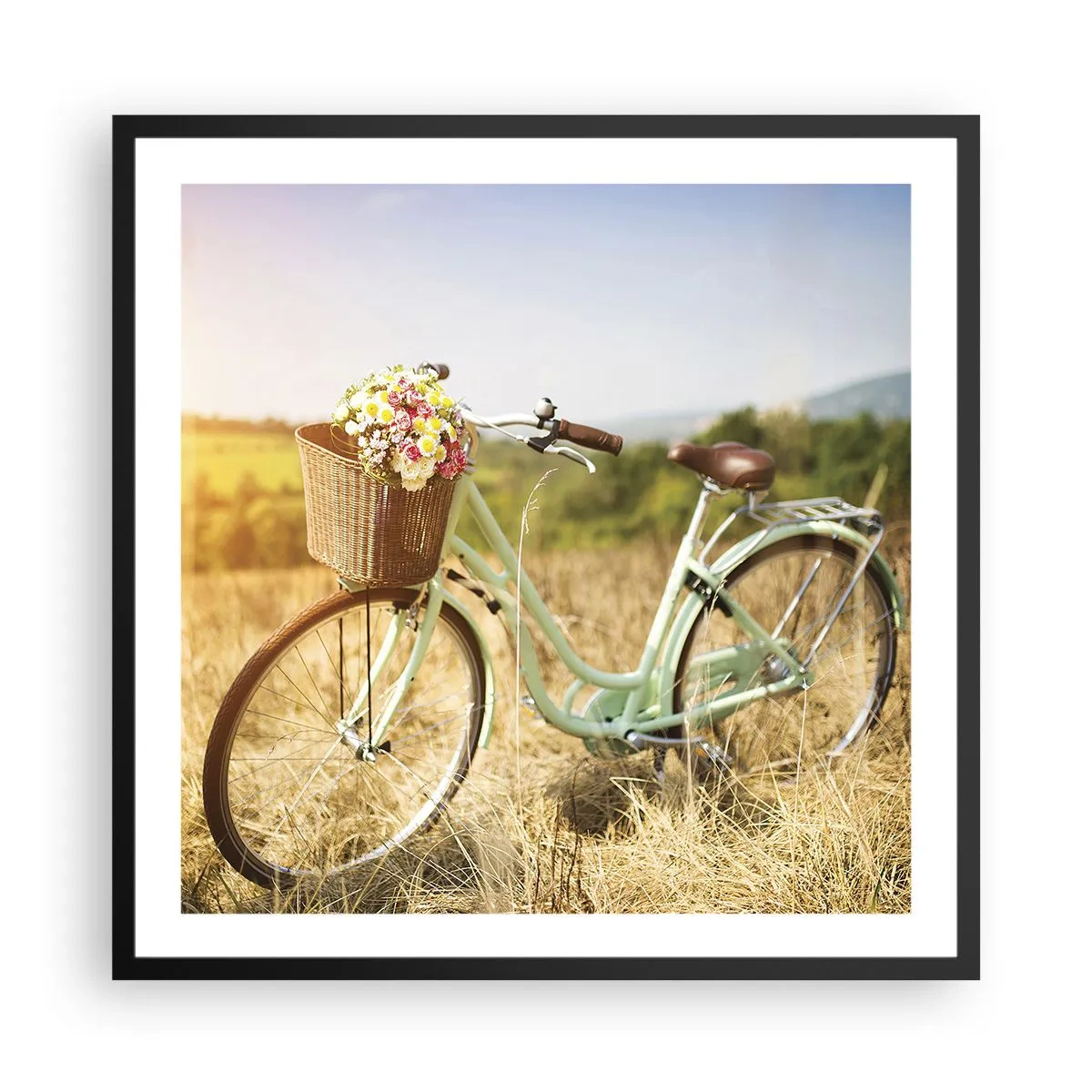 Poster în ramă neagră - Mă odihnesc aici un pic - 60x60 cm