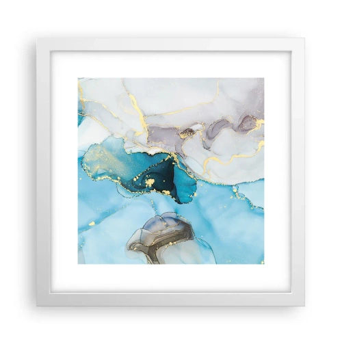 Poster în ramă albă - Un studiu al întâlnirii dintre gri și turcoaz - 30x30 cm