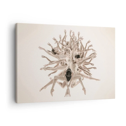 Tablou pe pânză Canvas - Compoziție abstractă a dansatorilor în mișcare - 70x50cm - Înflorirea în dans - Decorațiune modernă pentru perete pentru living și dormitor ARTTOR