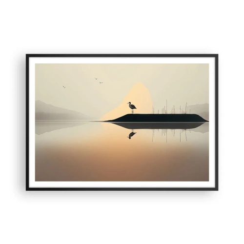 Poster în ramă neagră - Domn pe lac - 100x70 cm
