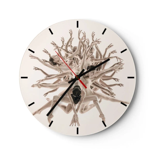 Ceas de perete - Ceas pe sticlă - O compoziție de siluete dansante într-un aranjament dinamic - 30x30cm - Înflorirea în dans - Decorațiune modernă pentru perete pentru living, bucătărie și dormitor ARTTOR