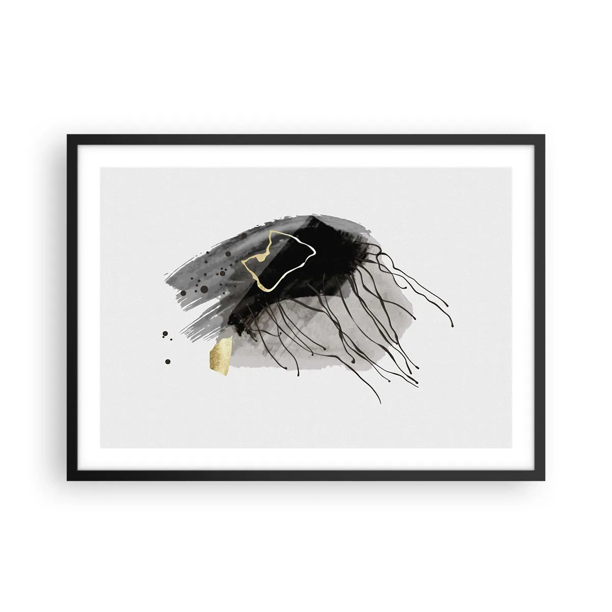 Poster în ramă neagră - Negru și aur - 70x50 cm