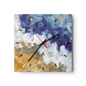Ceas de perete - Ceas pe sticlă - Dansul elementelor - 30x30 cm
