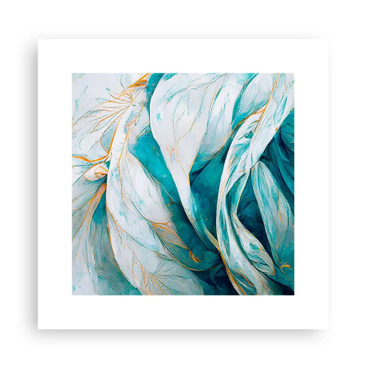 Poster - Abstractul albastru cu motiv auriu - 30x30 cm