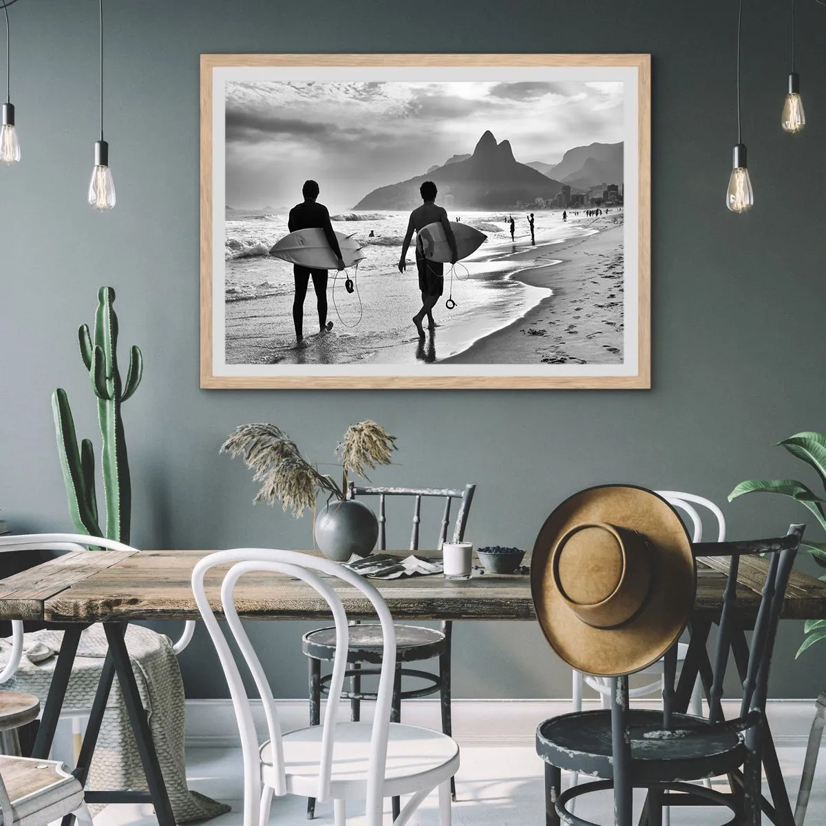 Poster în ramă de stejar deschis - Samba pentru un val - 100x70 cm