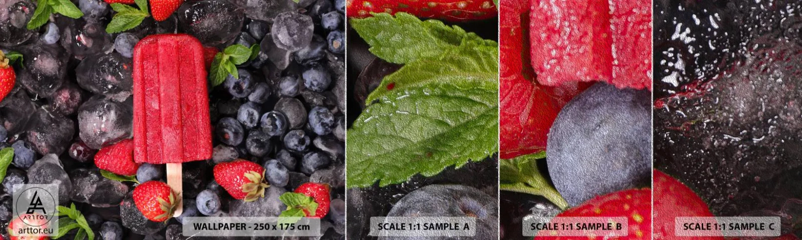 Mostră tapet Premium Sand - Umbra unei veri fierbinți - Înghețată, Fructe, Sănătate - 100x30 cm