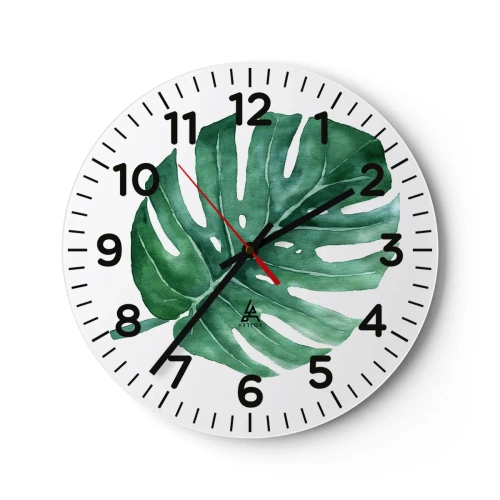 Ceas de perete - Ceas pe sticlă - Conceptul verde - 30x30 cm