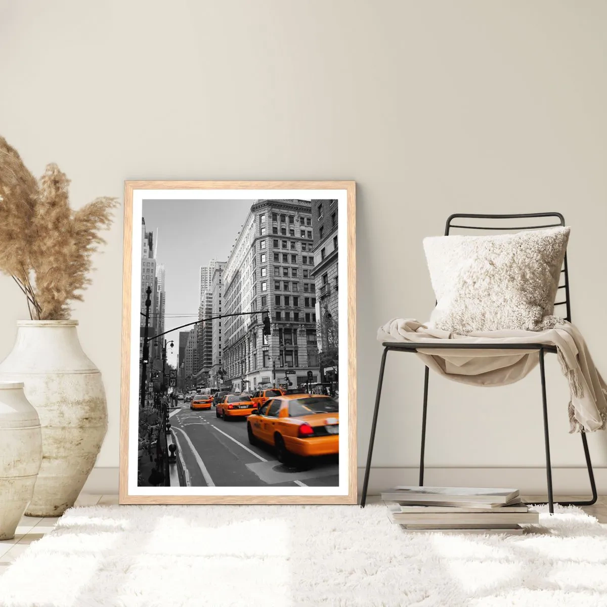 Poster în ramă de stejar deschis - Soarele marelui oraș - 70x100 cm