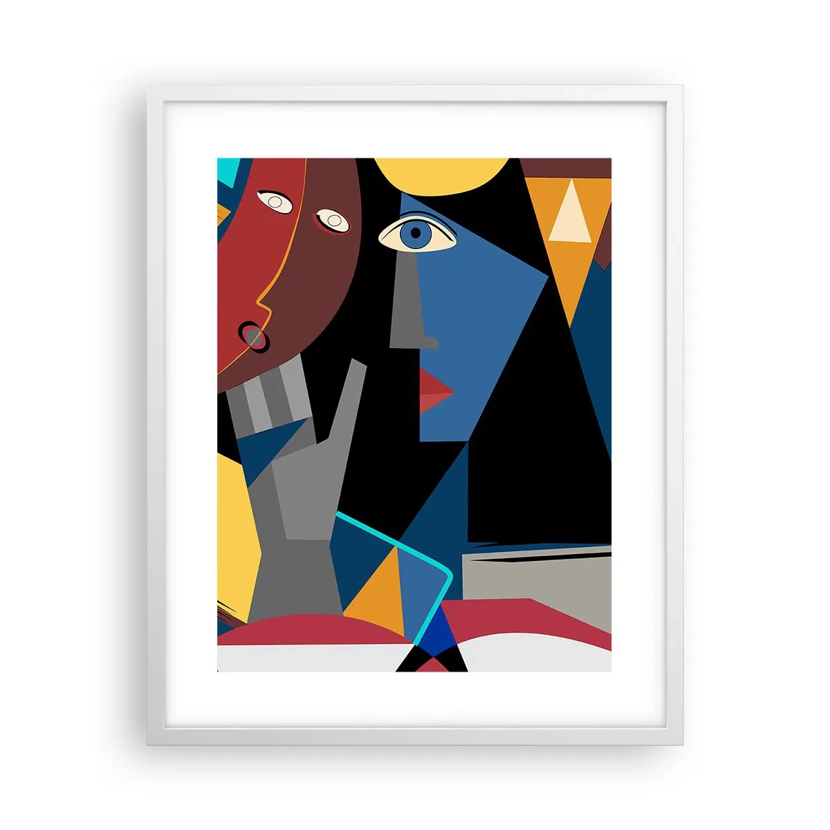 Poster în ramă albă - Discuția cubiștilor - 40x50 cm