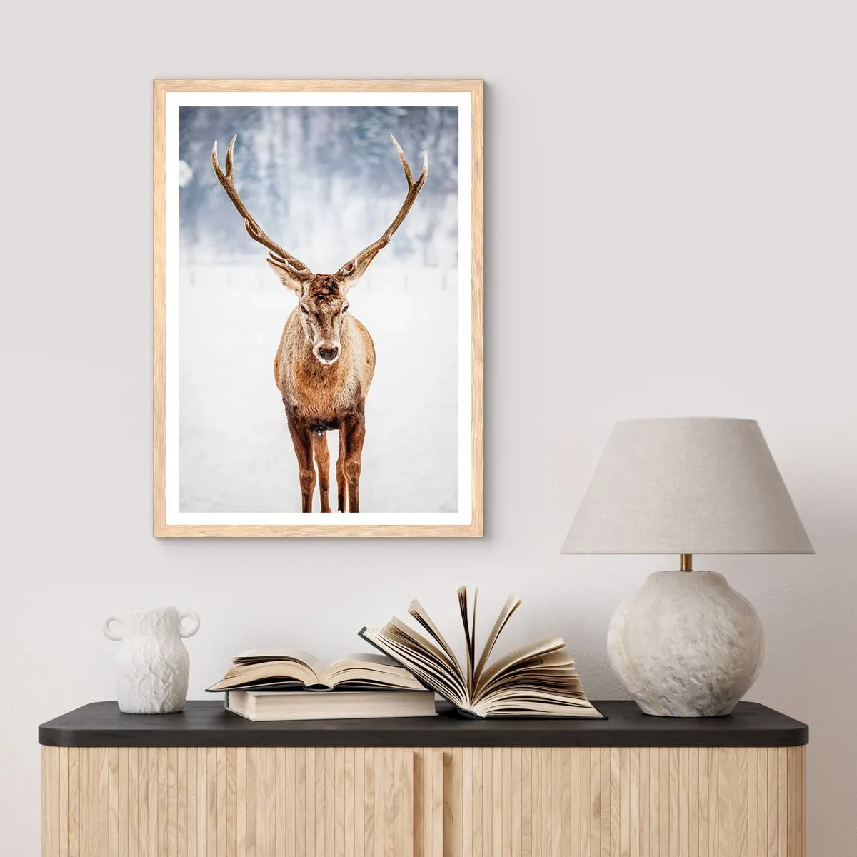 Poster în ramă de stejar deschis - Direct din ceața de zăpadă - 61x91 cm