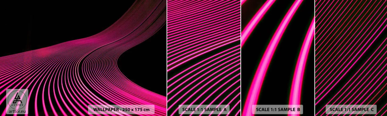 Mostră de Tapet Standard Eco - Bulevardul de lumină - Linii, Modern, Neon - 100x30 cm