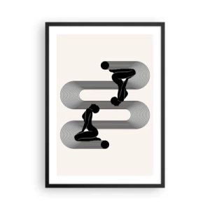Poster în ramă neagră - Grafică minimalistă a siluetelor feminine cu efect de iluzie optică - 50x70cm - Simetrie senzuală - Decorațiune modernă pentru perete pentru living și dormitor ARTTOR