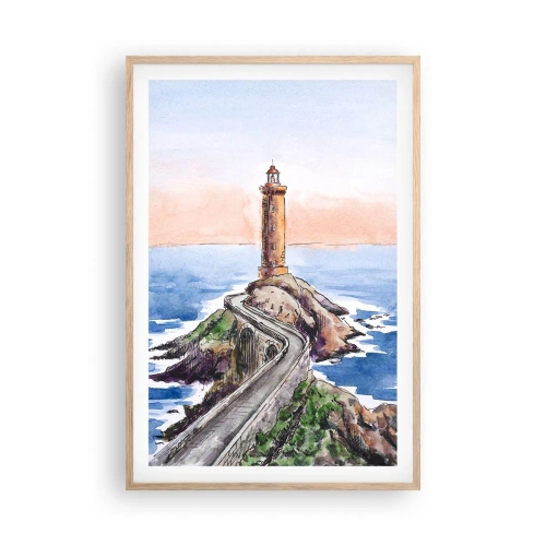 Poster în ramă de stejar deschis - Cu fața la mare - 61x91 cm