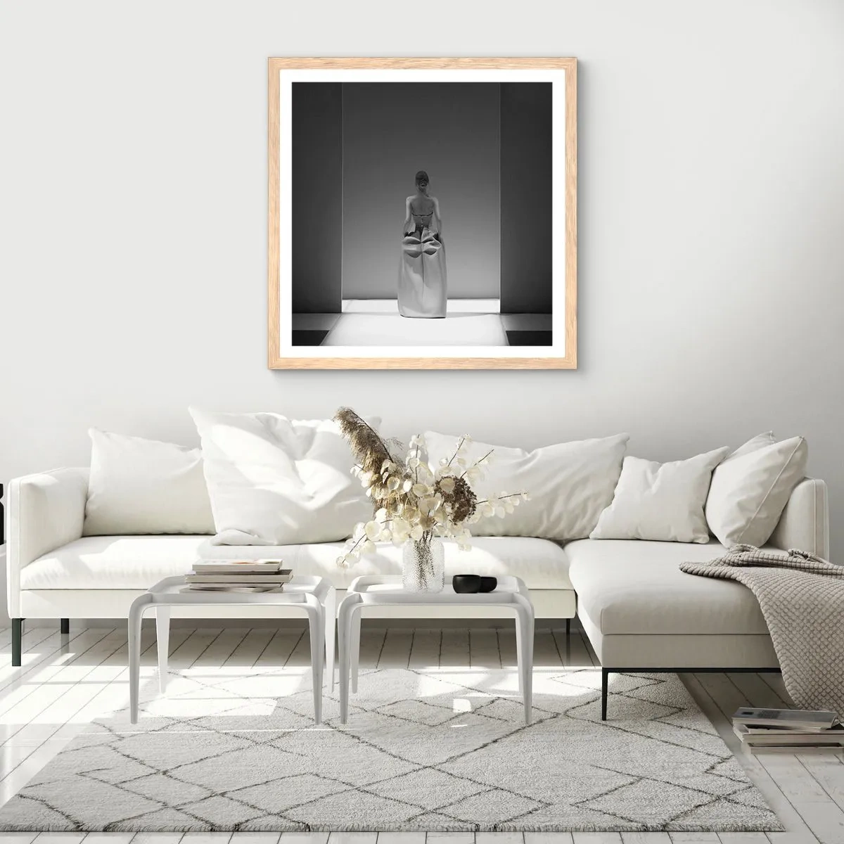 Poster în ramă de stejar deschis - Simplitate sofisticată - 30x30 cm