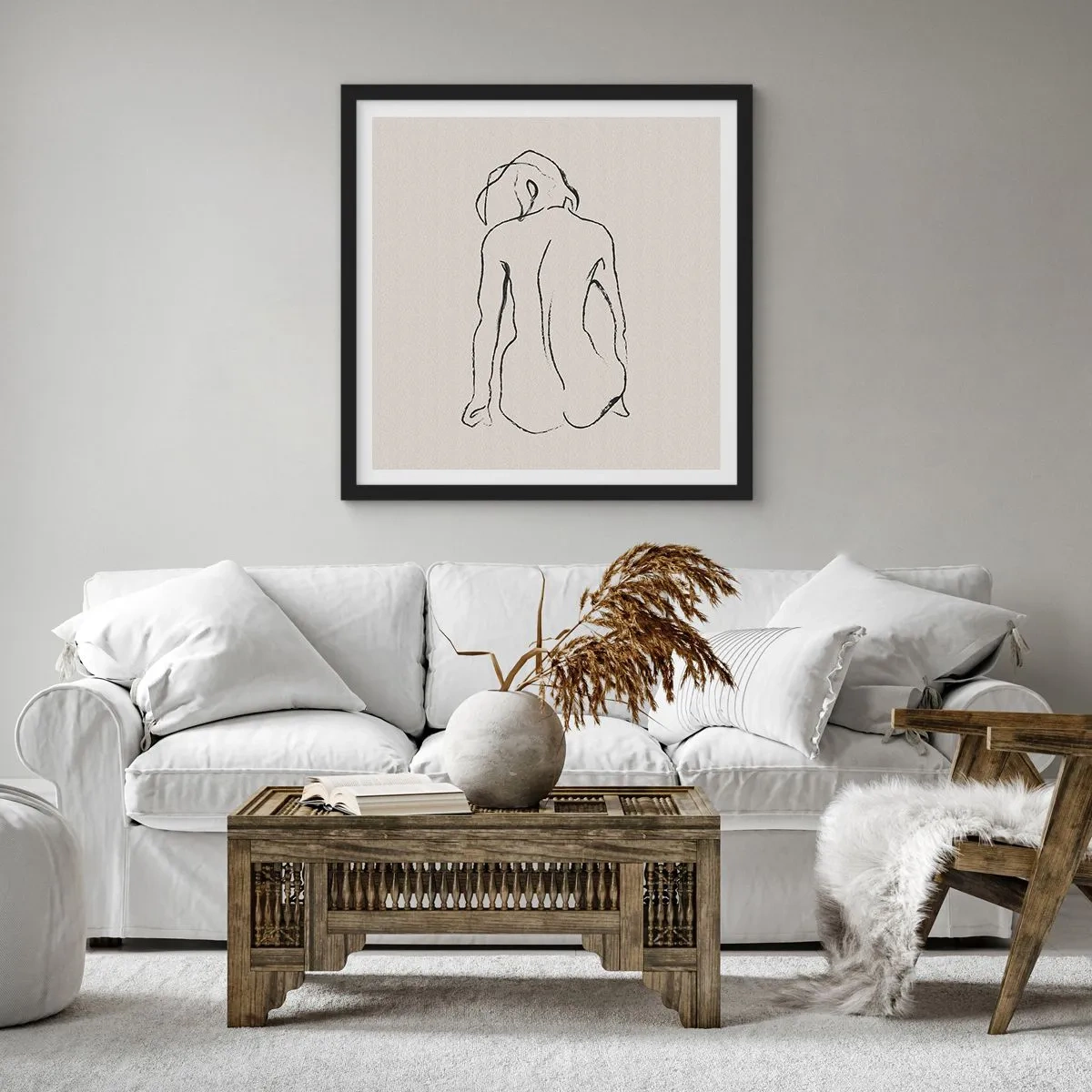 Poster în ramă neagră - Nud de fată - 40x40 cm