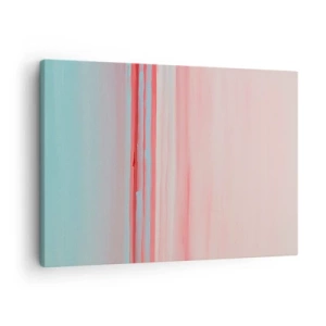 Tablou pe pânză Canvas - Linii pastelate în nuanțe de roz și albastru într-o compoziție minimalistă - 70x50cm - Abstracție în zori - Decorațiune modernă pentru perete pentru living și dormitor ARTTOR