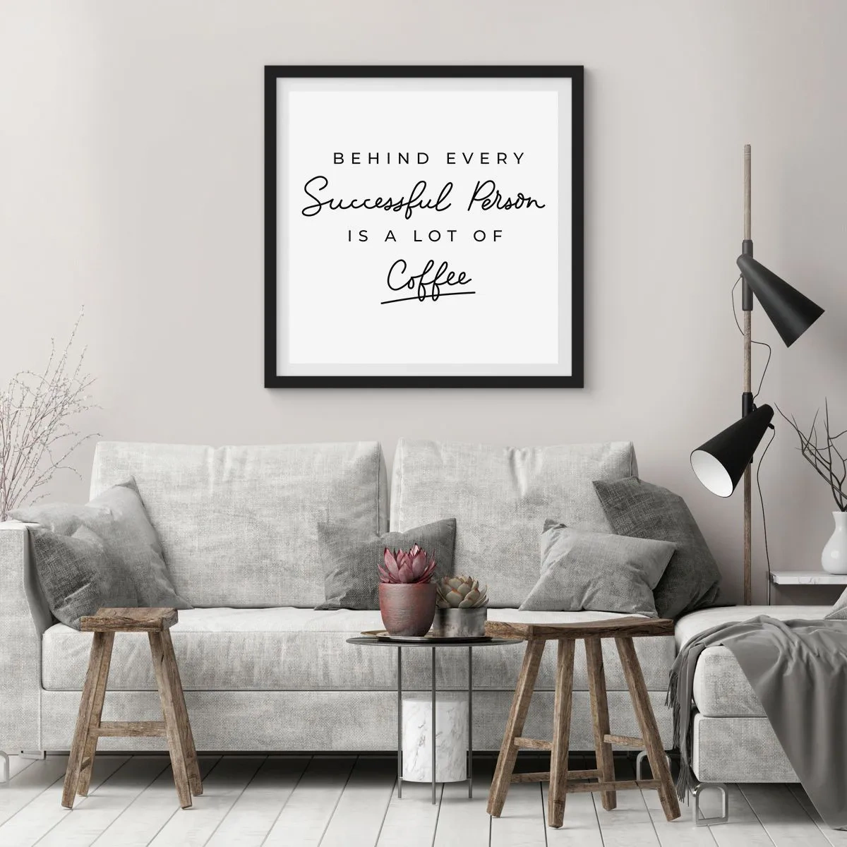 Poster în ramă neagră - Secretul succesului - 30x30 cm