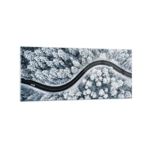 Tablou pe sticlă - Prin pădurea de iarnă - 120x50 cm