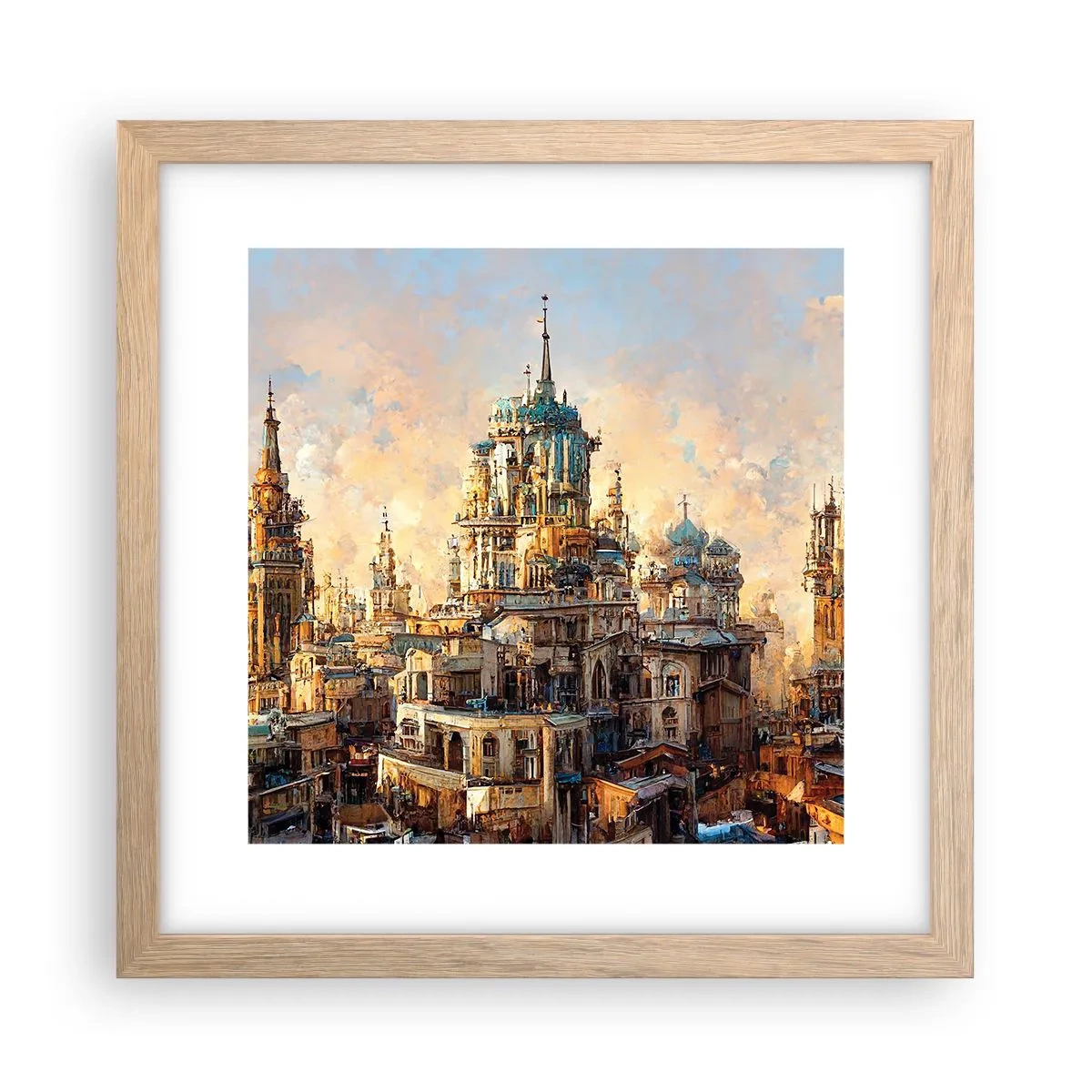 Poster în ramă de stejar deschis - Orașul tuturor orașelor - 30x30 cm