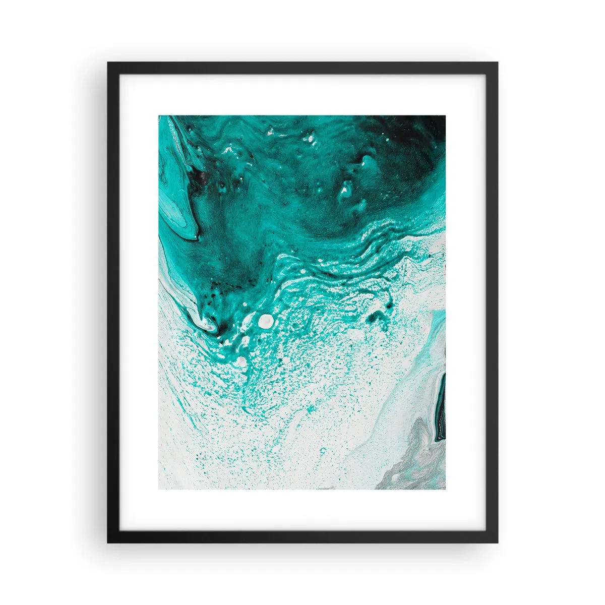 Poster în ramă neagră - Dizolvându-se în alb și turcoaz - 40x50 cm