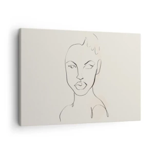 Tablou pe pânză Canvas - Schiță minimalistă a feței unei femei - 70x50cm - Schiță de senzualitate - Decorațiune modernă pentru perete pentru living și dormitor ARTTOR