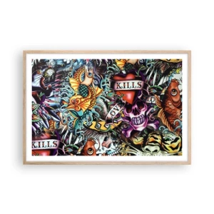 Poster în ramă de stejar deschis - Visul unui artist tatuator - 91x61 cm
