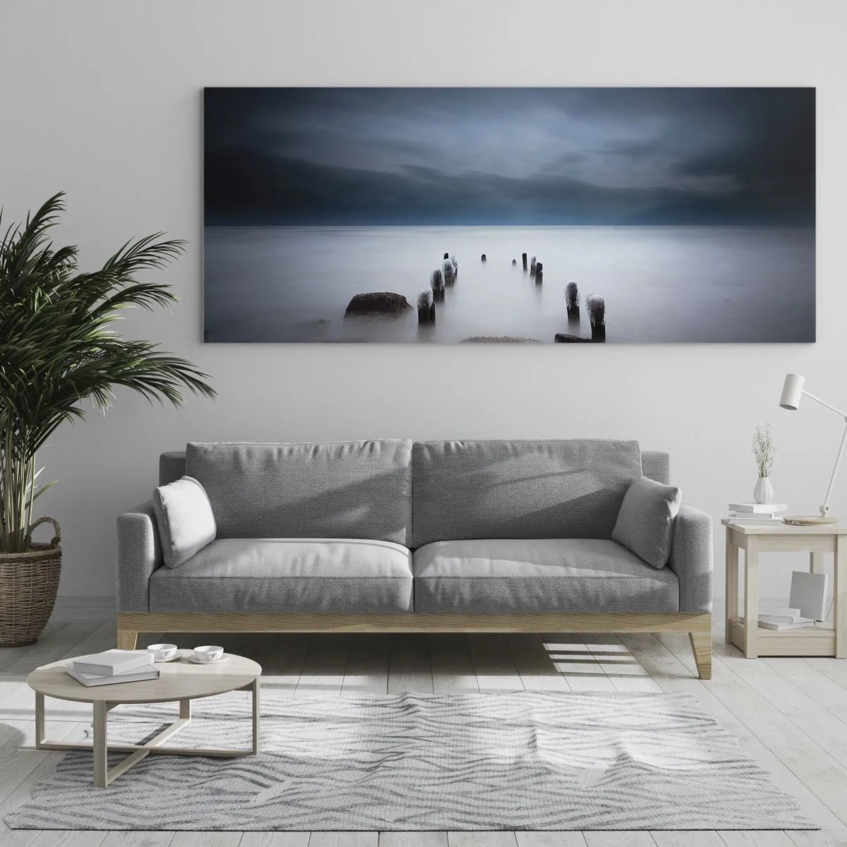 Tablou pe sticlă - Un lac în ceața calmă - 100x40 cm