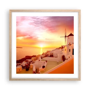 Poster în ramă de stejar deschis - Dizolvându-se în alb și auriu - 50x50 cm