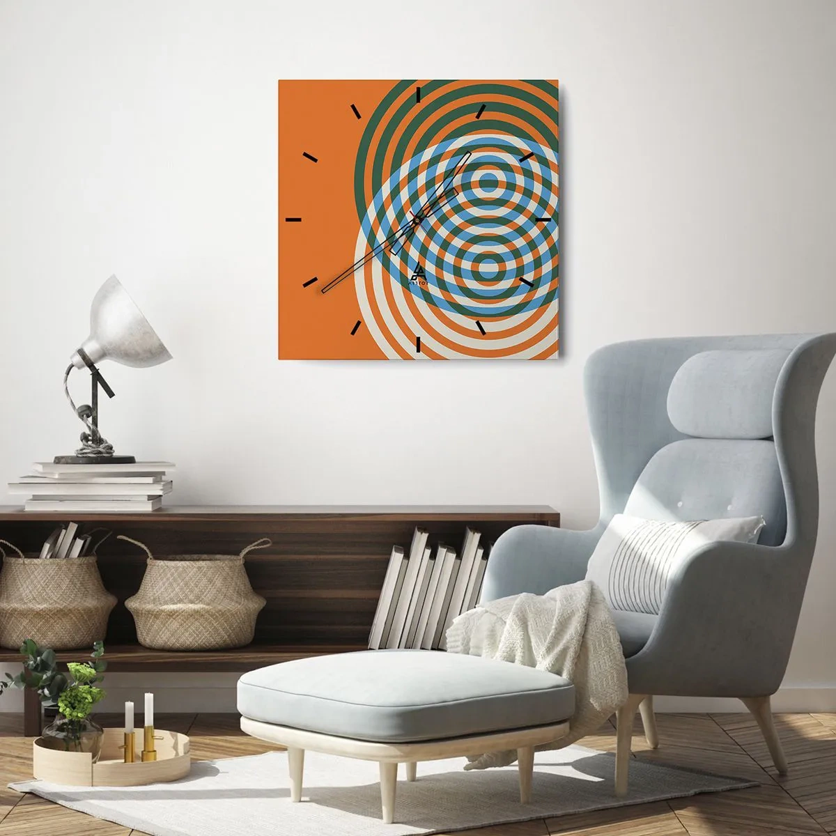 Ceas de perete - Ceas pe sticlă - Variație circulară abstractă - 40x40 cm