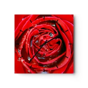 Ceas de perete - Ceas pe sticlă - În picături de rouă - 30x30 cm