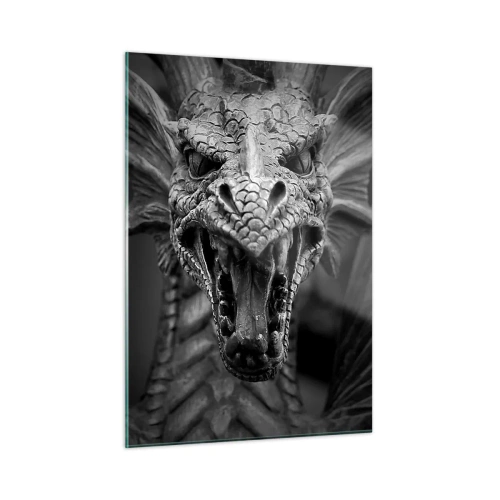 Tablou pe sticlă - Dragon de basm în gri - 50x70 cm