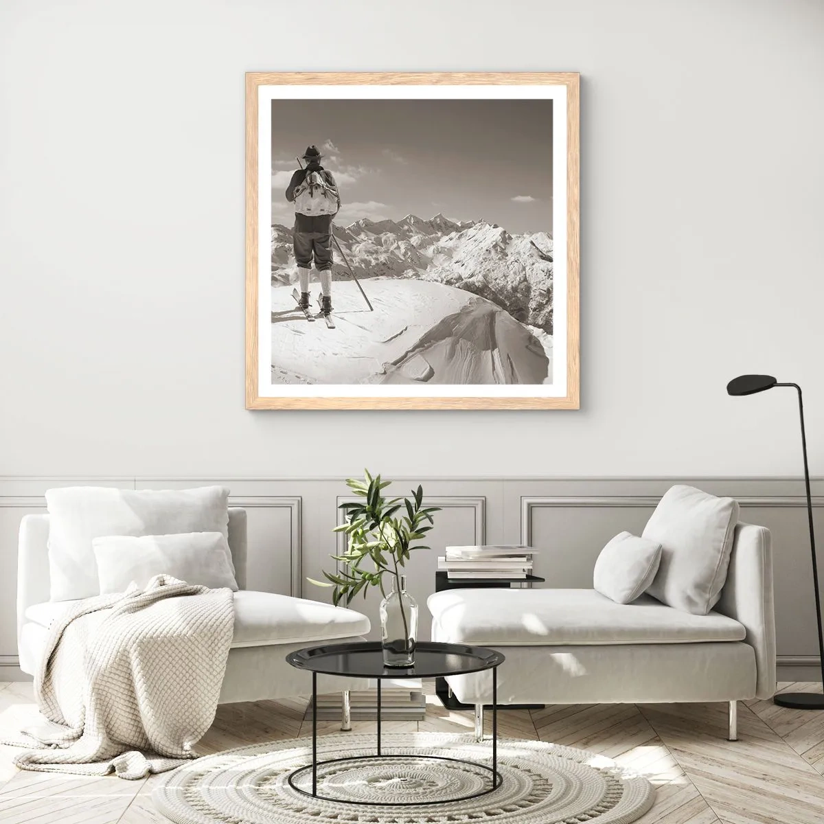 Poster în ramă de stejar deschis - Și munții sunt la fel - 50x50 cm