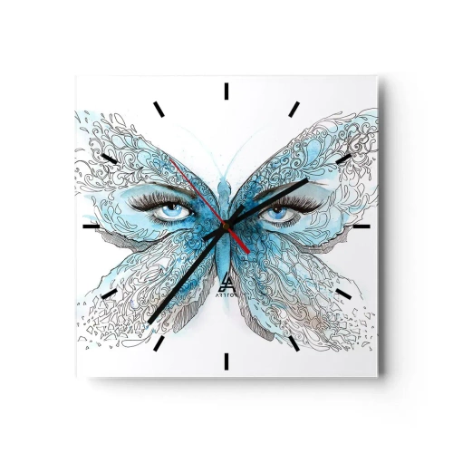 Ceas de perete - Ceas pe sticlă - Polyommatus eros - 30x30 cm
