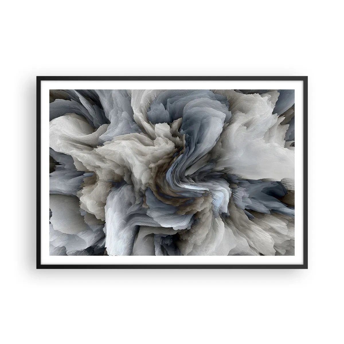 Poster în ramă neagră - Piatră și floare - 100x70 cm