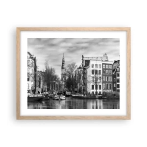 Poster în ramă de stejar deschis - Amsterdam vibes - 50x40 cm