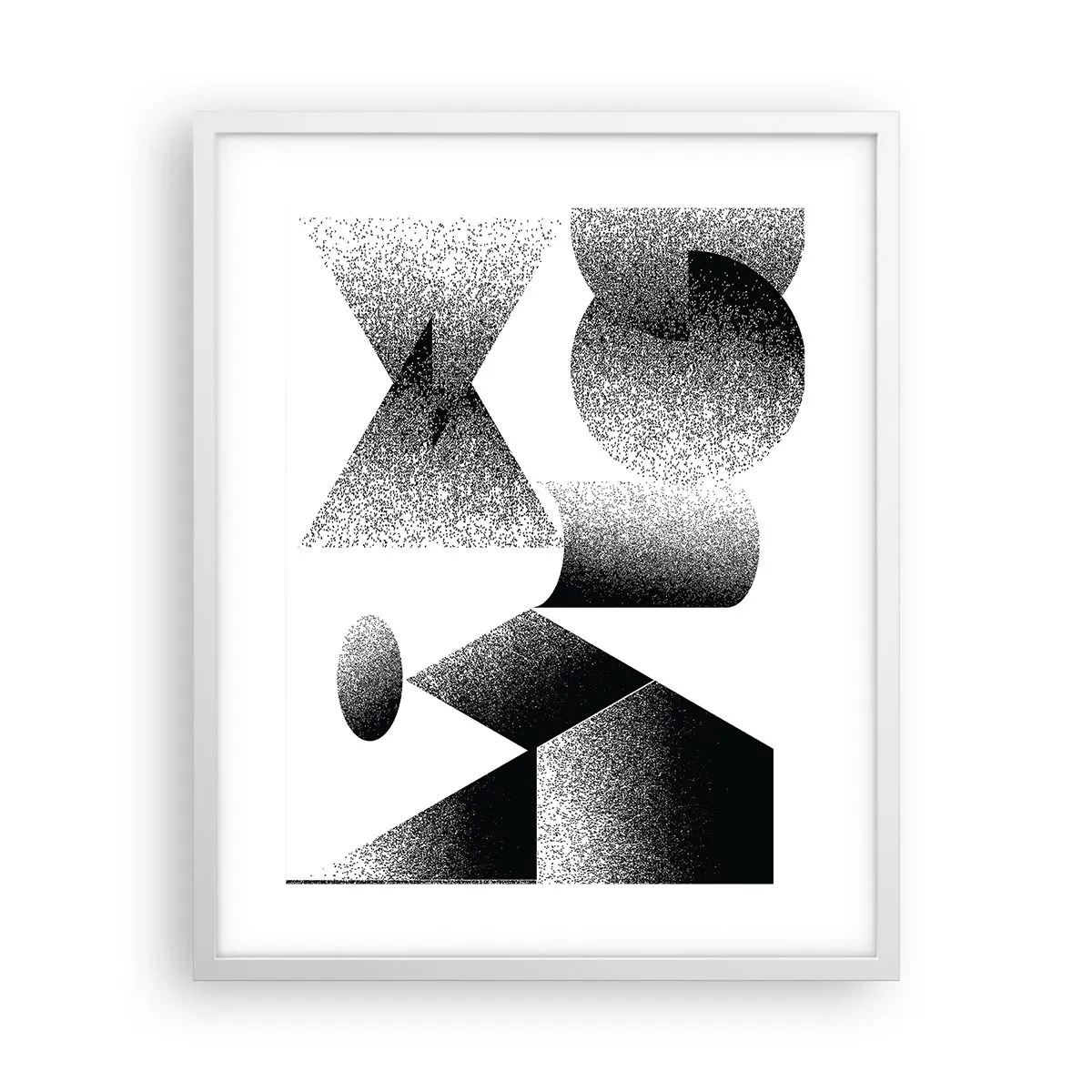 Poster în ramă albă - Unghiuri și ovale - 40x50 cm