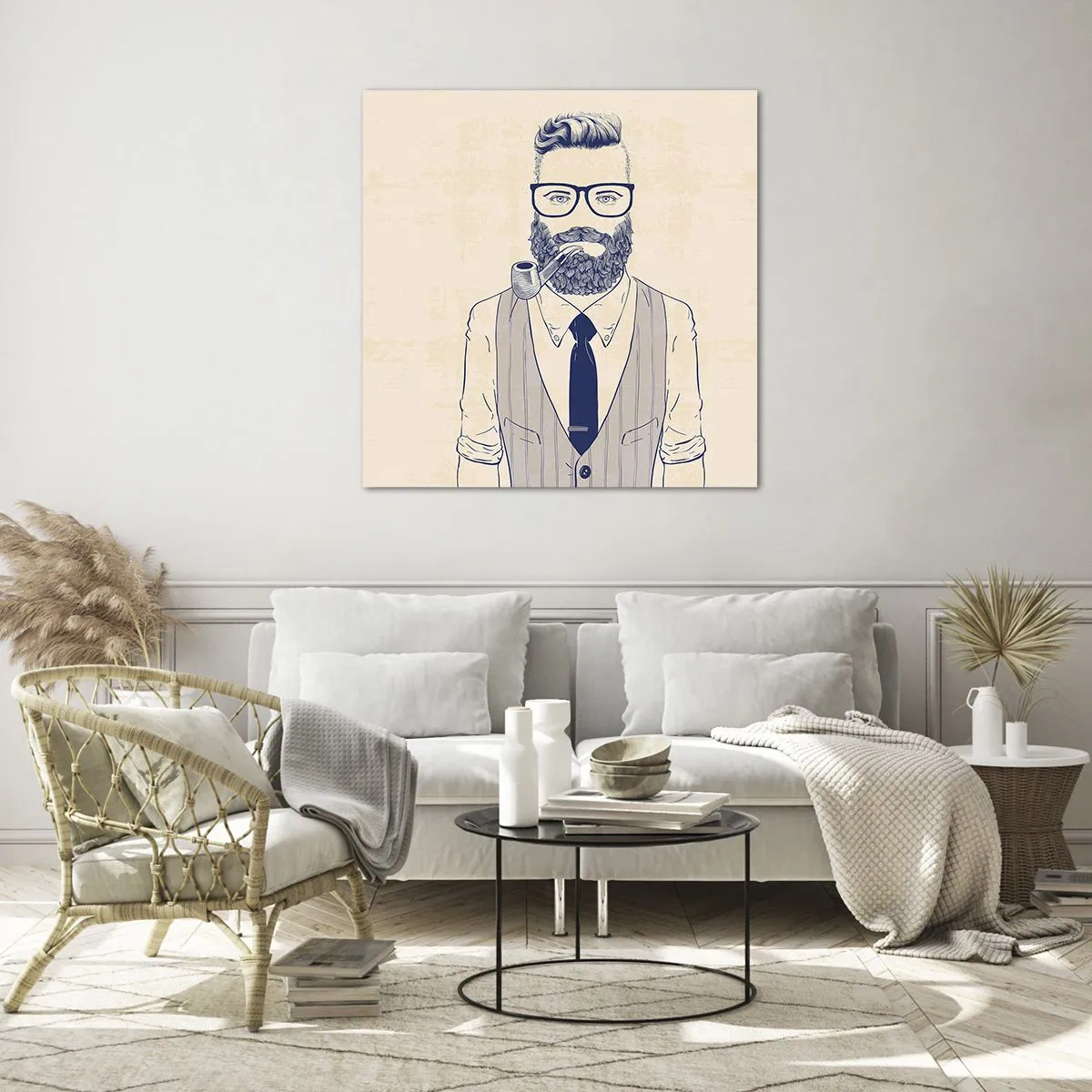 Tablou pe sticlă - Vesel, masculin și la modă - 40x40 cm